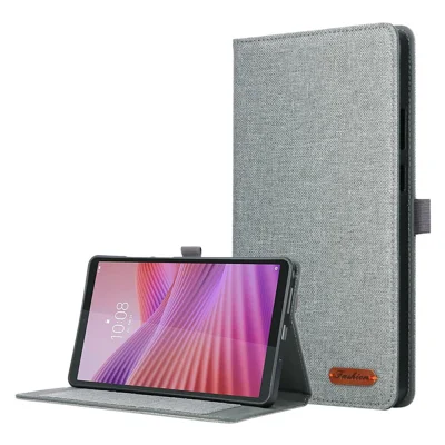 Til Lenovo Tab K9 / Tab One Task med Stående Kortplads og Kludstruktur Lædertask til Tablet - Grå