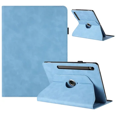 Tablet Case For Samsung Galaxy Tab S10 FE  /  S9 FE  /  S9 Rotating Stand Solid Color PU Leather Cover - Sky Blue