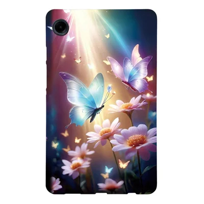 غطاء لسamsung Galaxy Tab A11 / A9 بتصميم نمط زهري وفراشة، غطاء رقيق وناعم من مادة TPU للوحي