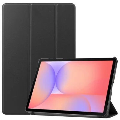 Чехол для Samsung Galaxy Tab S10 Lite, трипельный откидной чехол-подставка из искусственной кожи с полной защитой, тонкий защитный чехол - черный