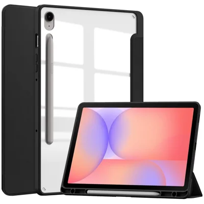 For Samsung Galaxy Tab S10 Lite Case Clear Acrylic Leather Tablet Cover Support Auto Sleep  /  Wake - Black
