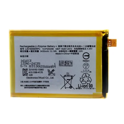 For Sony Xperia Z5 Premium / Xperia Z5 Premium Dual E6883, E6833 3.80V 3430mAh Li-Polymer Battery Replacement Part (Encode: LIS1605ERPC) (without Logo)