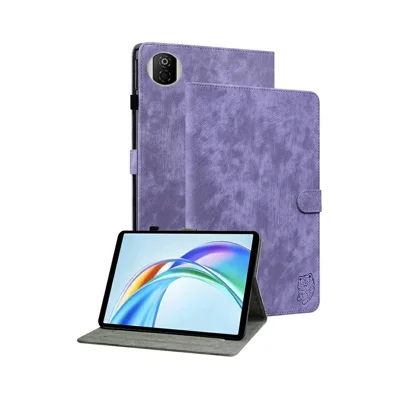 For Honor Pad X7 Case Tiger Imprint Anti-Scratch PU Leather Tablet Cover - Purple