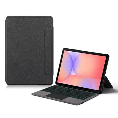 Кожаный чехол для Samsung Galaxy Tab S10 Lite + Bluetooth-совместимая клавиатура с тачпадом и подсветкой