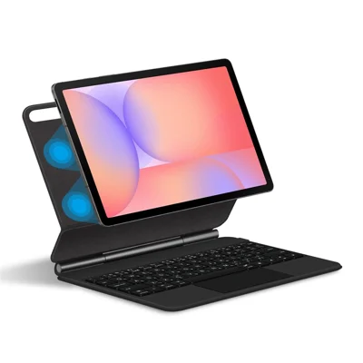 For Samsung Galaxy Tab S10 FE / S10 Lite / S9 / S8 / S7 FE Magnetic Floating Bluetooth-Compatible Keyboard (Japanese) + Leather Tablet Case - Black
