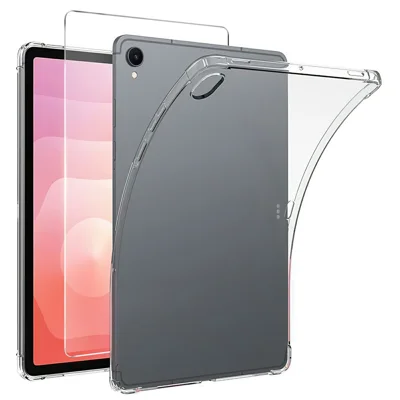 Voor Samsung Galaxy Tab S11 Hoes TPU Stootbestendig Transparant Tablet Cover + Gehard Glas Beschermfolie