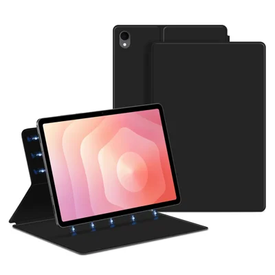 Voor Samsung Galaxy Tab S11 hoes standaard magnetisch lederen tabletdekking met automatisch inslapen/wakker worden - Zwart