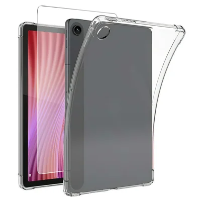 TPU Dropbestendig Transparant Tablet Houder voor Lenovo Tab 10.1 (2025) + Gehard Glas Beschermfolie