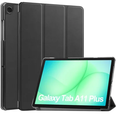 For Samsung Galaxy Tab A11+ / A9+ Case Anti-Drop Leather Stand Tablet Cover - Black