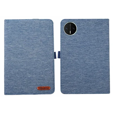 For Huawei MatePad Mini Case with Stand Card Holder Cloth Texture Leather Tablet Cover - Blue