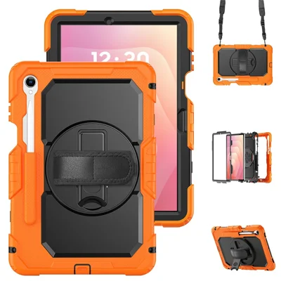 Tabletcover voor Samsung Galaxy Tab S11 PC + Siliconen Cover met PET Folie en Schouderriem - Oranje