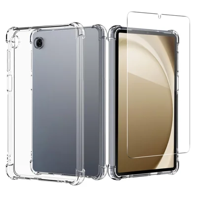 TPU Dropbestendig Transparant Tablet Hoesje voor Samsung Galaxy Tab A11 / A9 + Gehard Glas Beschermfolie