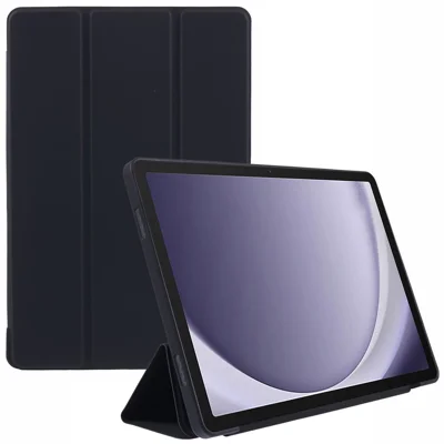 Til Samsung Galaxy Tab A11 Taske i Læder + TPU med Honningkombmønster Tri-fold Stå - Sort