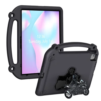 Motorrad-Seitenständer EVA-Hülle mit Griff für iPad Pro 13 (2025) / (2024) / Pro 12.9 (2022) / (2021) / (2020) / (2018) / Air 13 (2025) / (2024) - Schwarz