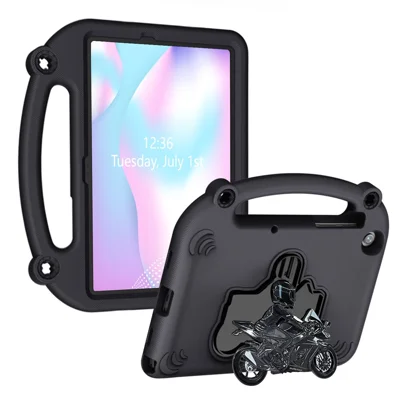 For Samsung Galaxy Tab A11+  /  A9+ EVA Case Motorcycle Kickstand Shockproof Tablet Cover with Handle - Black