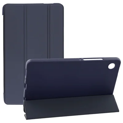 Samsung Galaxy Tab A11 Hülle PU-Leder + Silikon Tri-Fold Ständer Tablet-Abdeckung - Dunkelblau
