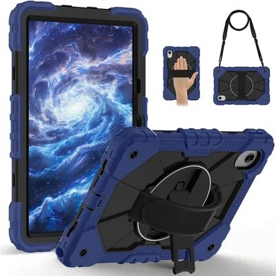 Custodia per Tablet Lenovo Idea Tab / Tab K11 Gen 2 / Xiaoxin Pad 11 2025 / Tab M11 Cover in Silicone + PC con Supporto e Cinghia - Blu Navy / Nero
