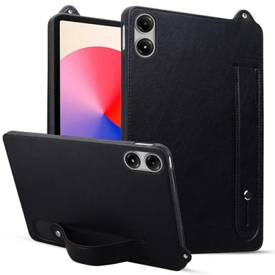 For Xiaomi Redmi Pad Pro / Pad Pro 5G / Pad 2 Pro Case Hand Strap Kickstand Leather Tablet Cover - Black