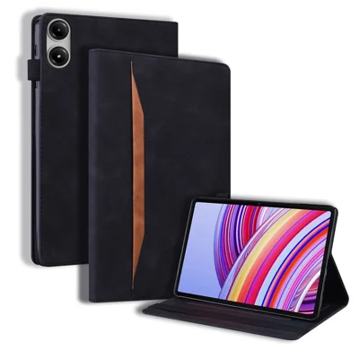 Custodia per tablet per Xiaomi Redmi Pad Pro / Pad Pro 5G / Pad 2 Pro in pelle PU con copertura protettiva a libro e porta carte - Nero