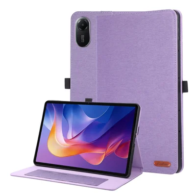 Custodia per Xiaomi Redmi Pad 2 Pro con supporto, porta carte, texture in tessuto e pelle - Viola