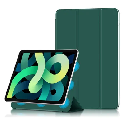 Voor iPad Air (2022) / (2020) drievoudige standaardhoes PU-leer + TPU-tabletcover - Groen
