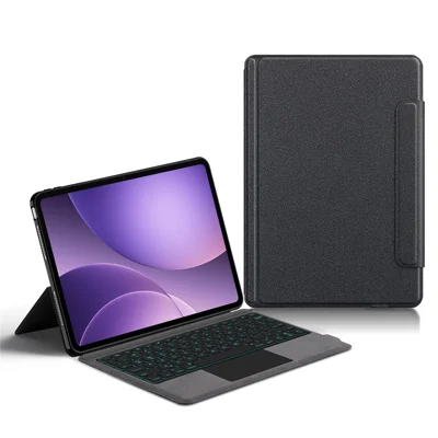For Oppo Pad 5 Leather Case + Touchpad Bluetooth-Compatible Keyboard (without Backlit)