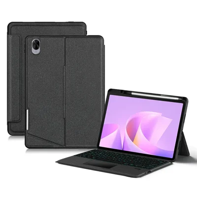 Für Huawei MatePad 11.5 S (2025) Ledertasche + Bluetooth-kompatible Tastatur mit Hintergrundbeleuchtung und Touchpad