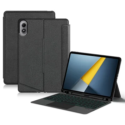 For Xiaomi Poco Pad M1 Leather Case + Bluetooth-Compatible Keyboard with Backlight Trackpad