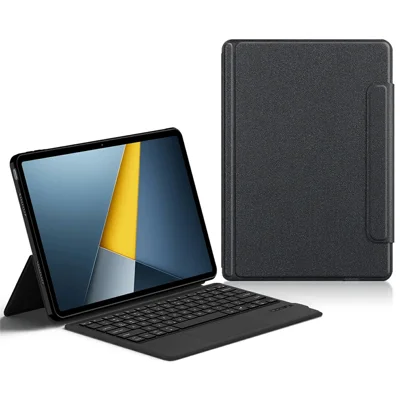 Чехол-книжка из искусственной кожи для планшета Xiaomi Poco Pad M1 + клавиатура с тачпадом и подсветкой, совместимая с Bluetooth