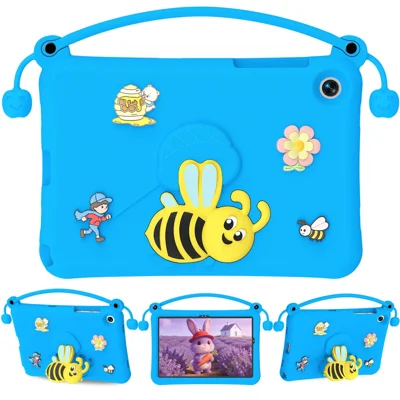 Coque EVA pour Samsung Galaxy Tab A11+ / A9+, support style abeille, housse pour tablette avec poignée de transport - Bleu