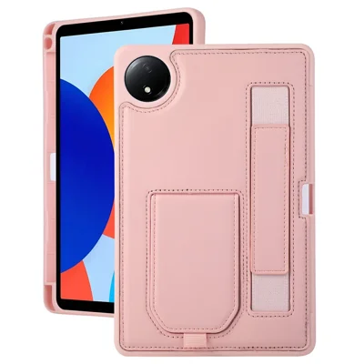 For Xiaomi Redmi Pad SE 4G 8.7 inch Case Kickstand PU + TPU Tablet Cover with Wristband  /  Pen Slot - Pink