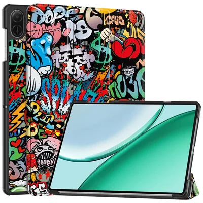 Étui pour Honor Pad X8b, Support à Triple Pliable, Imprimé Graffiti, Housse en Cuir PU pour Tablette