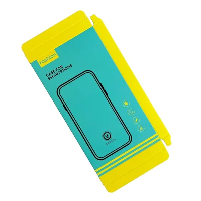 k2 18.2 x 10 x 1.5cm Phone Case Packaging Box with Blister Inner Tray Phone Cover Paper Box (without Window) - Blue  /  Yellow