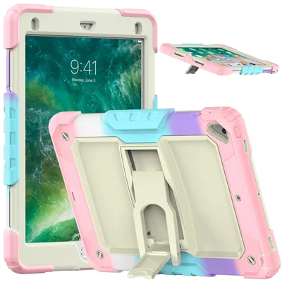 Custodia con Supporto per iPad 9,7 pollici (2018) / (2017) / iPad Pro 9,7 pollici (2016) / iPad Air 2 Cover per Tablet in PC + Silicone Antiurto - Rosa Cammello