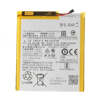 For Motorola Moto Z3 3.85V 2820mAh Rechargeable Li-ion Polymer Battery Replacement Part (Encode: JS40) (without Logo)