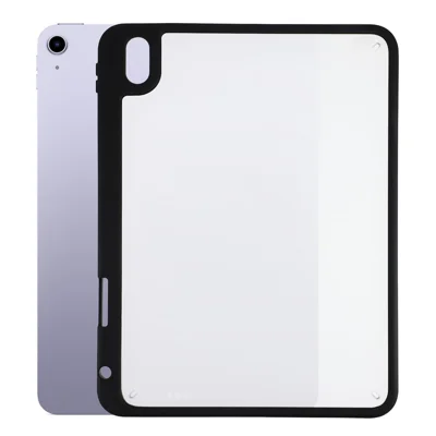 For iPad (2025) / iPad 10.9 (2022) Case Anti Drop Matte PC + TPU Protective Cover with Pencil Holder - Matte Black
