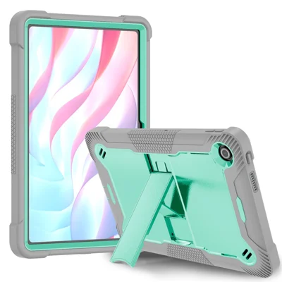 Tablet-Hülle für Lenovo Tab 10,1 (2025) TB311XU / Zhaoyang K10C mit Ständer, stoßfestes Cover aus Silikon + PC – Mintgrün / Grau