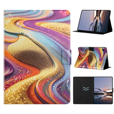 Tablet Case for Samsung Galaxy Tab A8 10.5 (2022)  /  (2021) Litchi Texture TPU + PU Leather Protective Cover - Golden Sand