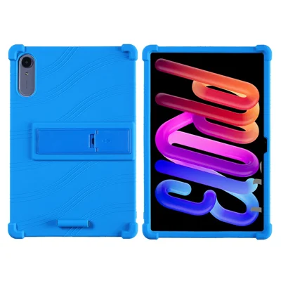 غطاء لوحي لهاتف Lenovo Idea Tab Pro Gen 2 / Xiaoxin Pad Pro GT بمسند قابل للطي من السيليكون - أزرق داكن