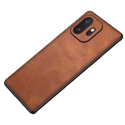 For OnePlus 15T 5G Case Retro Leather Coated PC + TPU Phone Cover - Brown