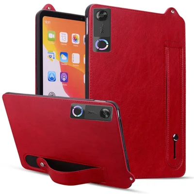 For Lenovo Legion Y700 (Gen 5) Case Hand Strap Kickstand Leather Tablet Cover - Red