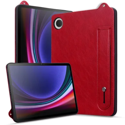 For Xiaomi Redmi Pad 2 9.7 / Pad 2 SE Case Hand Strap Kickstand Leather Tablet Cover - Red