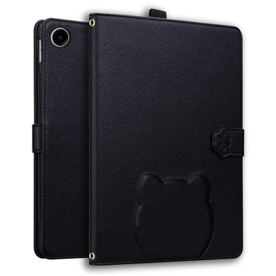 For Xiaomi Redmi Pad 2 9.7 / Pad 2 SE Wallet Case Leather Stand Table Cover with Stylus Holder, 3D Effect Cat Pattern - Black