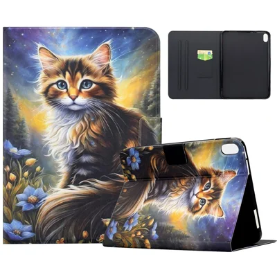 Custodia per Xiaomi Redmi Pad 2 Pro con Stampa a Motivo, Cover in Pelle con Supporto e Portatessere - Gatto nella Notte Stellata