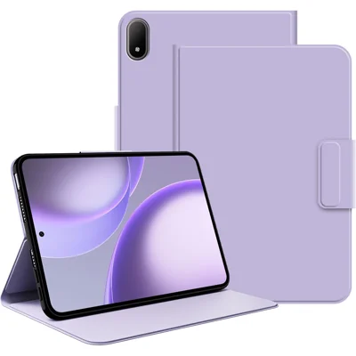 جراب Oppo Pad Mini بتصميم كتابي من مادة TPU وجلد PU مع وظيفة الاستيقاظ/النوم الذكية ووضعية الدعم - أرجواني