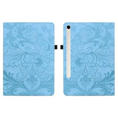 Tablet Case For Samsung Galaxy Tab S10 FE / S10 Lite / S9 / S9 FE Floral Pattern Folio PU Leather Cover with Card Slots - Baby Blue