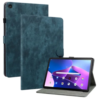 Für Lenovo Tab M10 (3. Generation) TB-328FU / TB-328XU TPU+PU-Leder kratzfestes Case mit süßem Tiger-Muster bedrucktes Tablet-Cover mit Ständer / Kartenfach - Dunkelblau