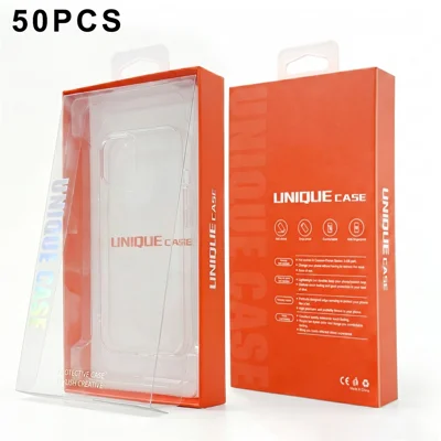 50Pcs 6.1-6.9 inch Phone Case Packaging Box Clear Window Display Retail Package Box - Orange