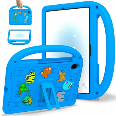 Kickstand Case For Samsung Galaxy Tab S11 / Tab S10 FE / Tab S10 Lite EVA + PC Tablet Protection Cover with Shoulder Strap - Blue