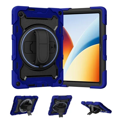 For Xiaomi Redmi Pad 2 9.7 Case Kickstand Hand Strap PC + Silicone Tablet Cover - Navy Blue